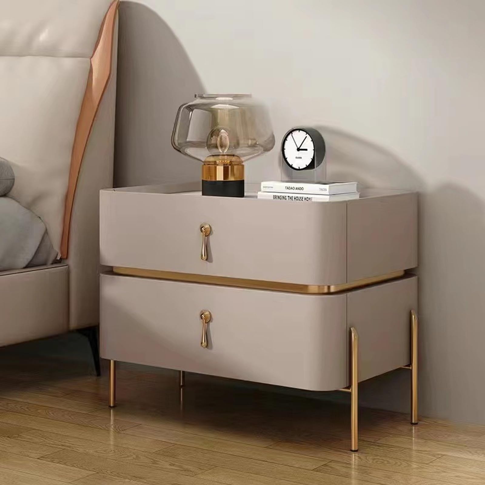 SXZenSpace Modern Nightstand with Faux Marble Top, Stylish Wooden Side Table for Bedroom, Elegant Accent Home Decor, Functional and Chic Design