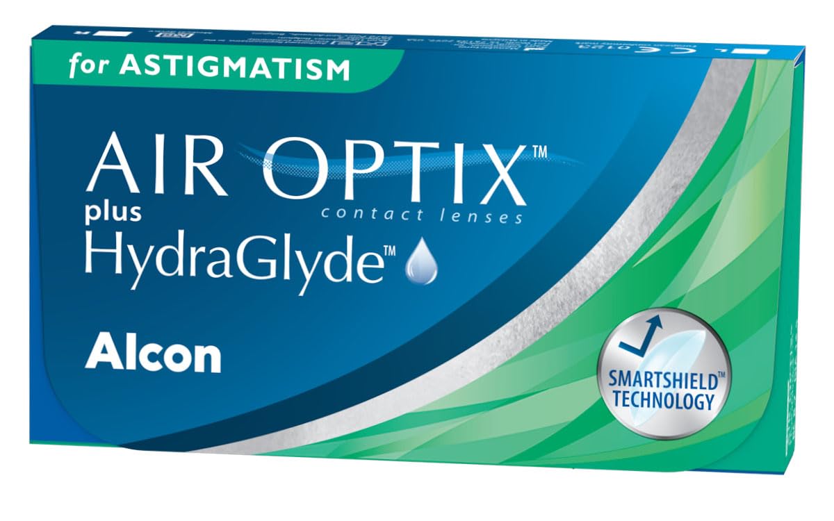 Air Optix plus HydraGlyde for Astigmatism Lentes de contacto tóricas de reemplazo mensual, Pack de 3, R 8.7 mm, D 14.5 mm, cilindro -0.75, eje 120, -2.5 Diopt