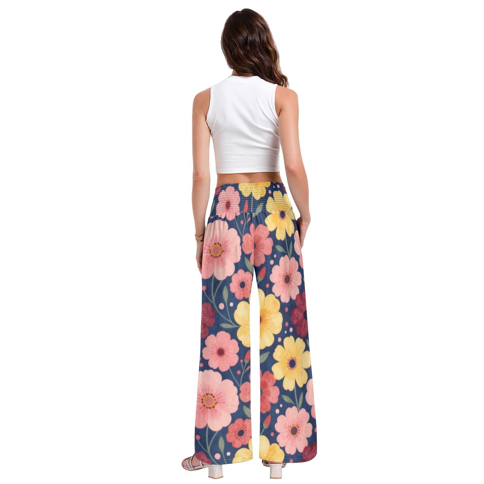 Sunflower Bloom - Pantalones palazzos para mujer, resistentes a las arrugas, pantalones casuales de viaje