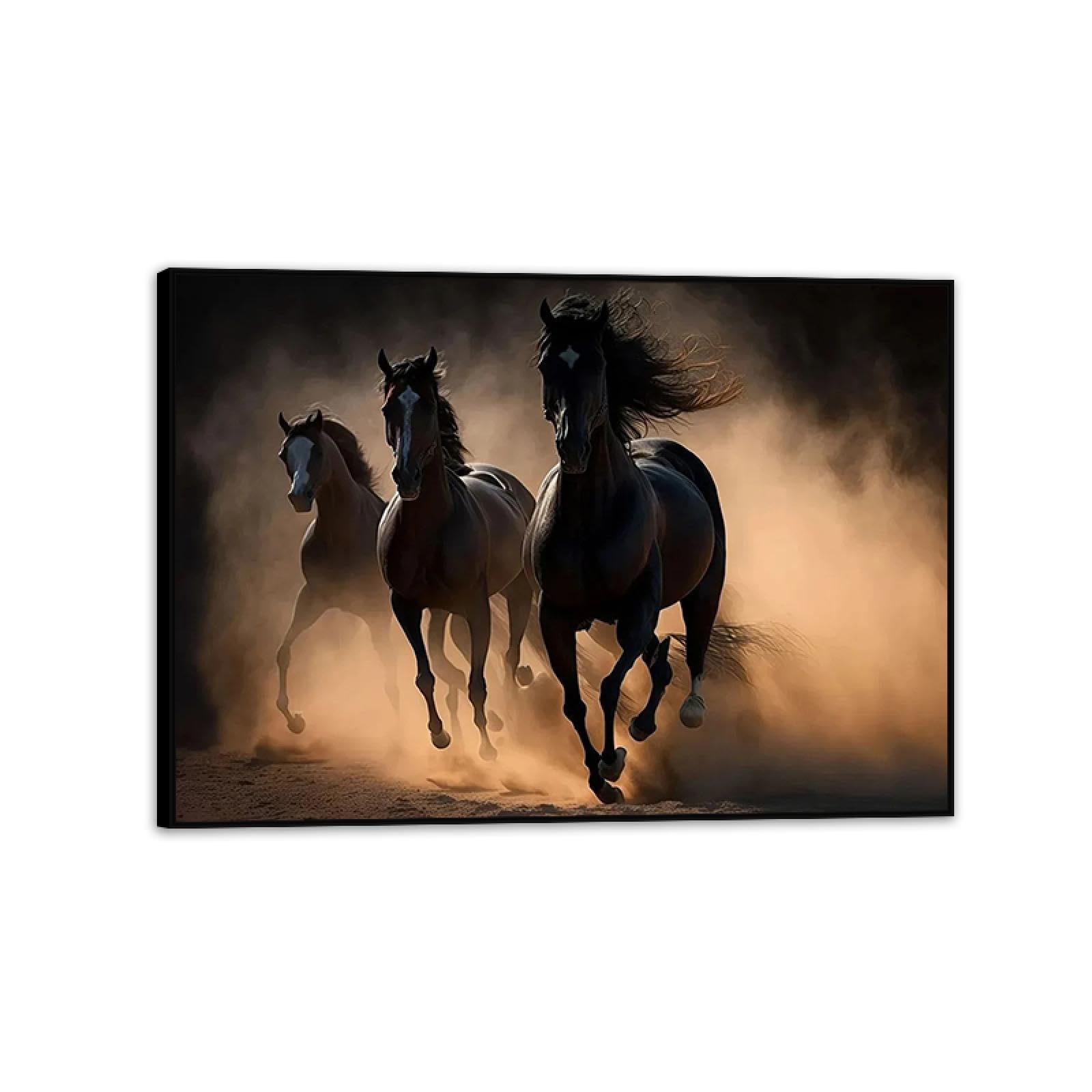 Impression sur toile de cheval cadre noir 42x30cm pour salon MOBYAT - 8