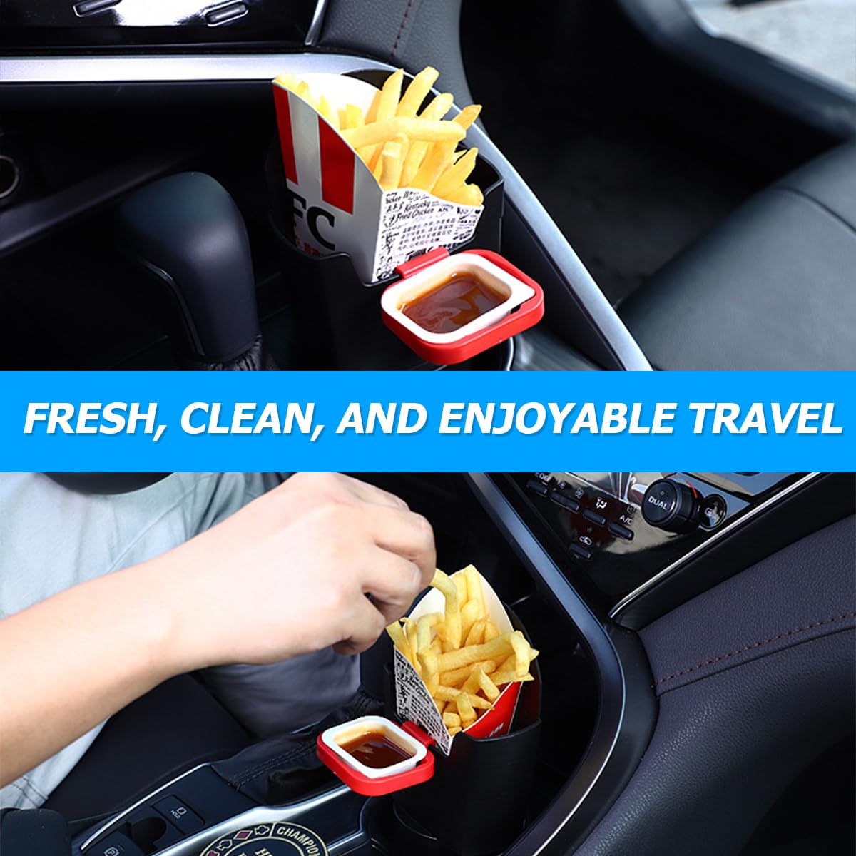 Liwein 2 stuks Franse frituurstandaardhouder roestvrij staal metalen draad mand kegel snack display rek friet voedsel standhouder met mini-sausbekers voor gezinnen restaurants cafés snackbars (zilver