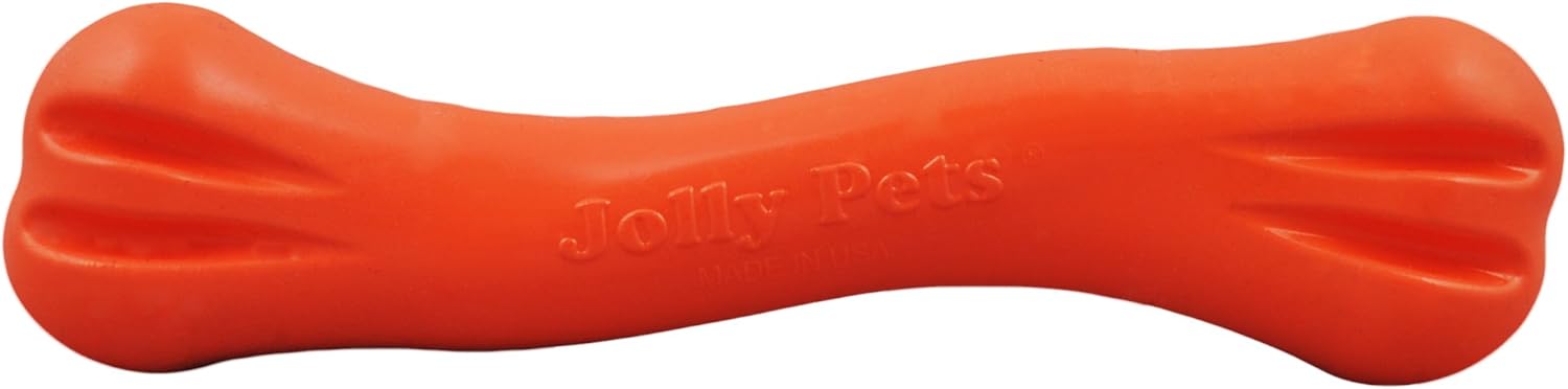 Jolly Pets 9-inch, Jolly Bone, Orange, Large