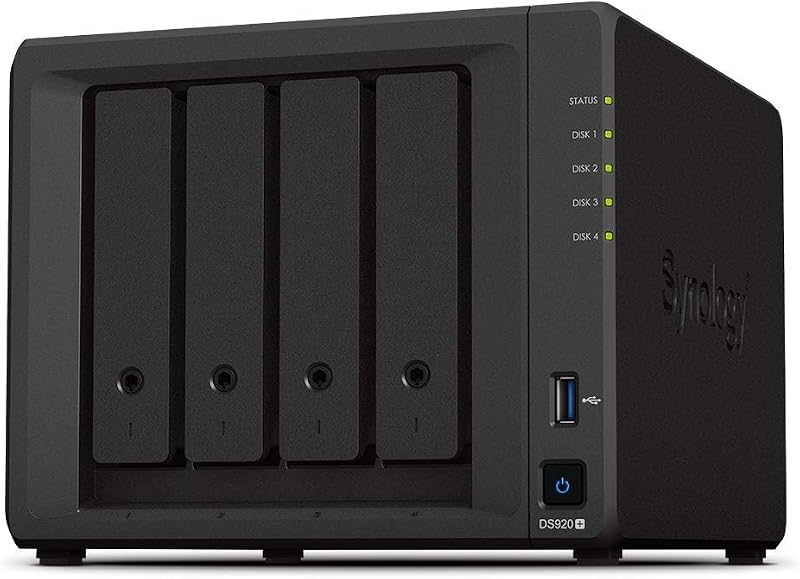 Synology 4 bay NAS DiskStation DS920+ (Diskless), 4-bay; 4GB DDR4
