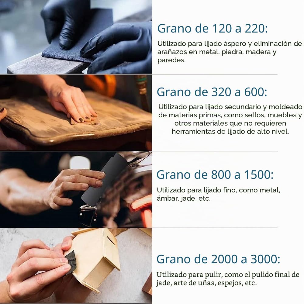 Juego de 30 papeles de lija de grano de 120 a 5000, para coche, muebles de madera, piedra, pintura, metal, vidrio y agua, 23 x 9 cm