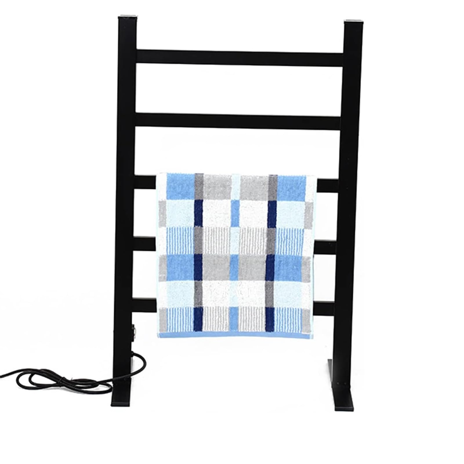 Scaldasalviette Elettrico Nero, scaldasalviette Indipendente per Bagno, scaldasalviette in Lega di Alluminio a 5 Barre con Interruttore Impermeabile, 500 x 110 x 800 mm