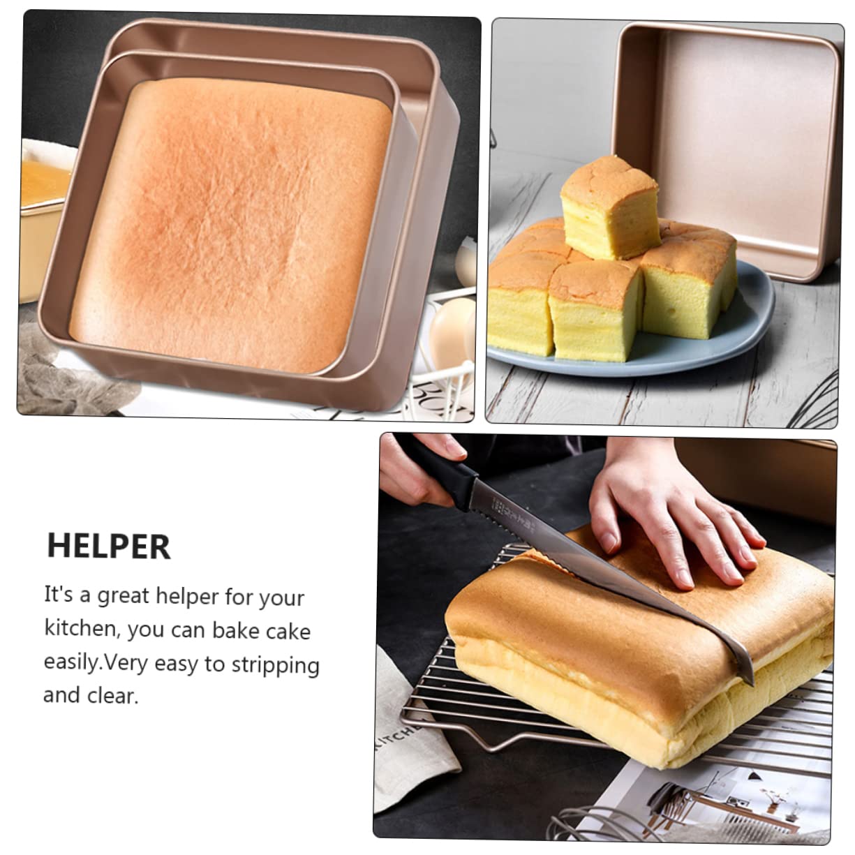 Mobestech Quadratische Edelstahl Kuchenform mit Antihaftbeschichtung Praktische Backform für Brot und Kuchen Eckige Backform für Ofen und Grill