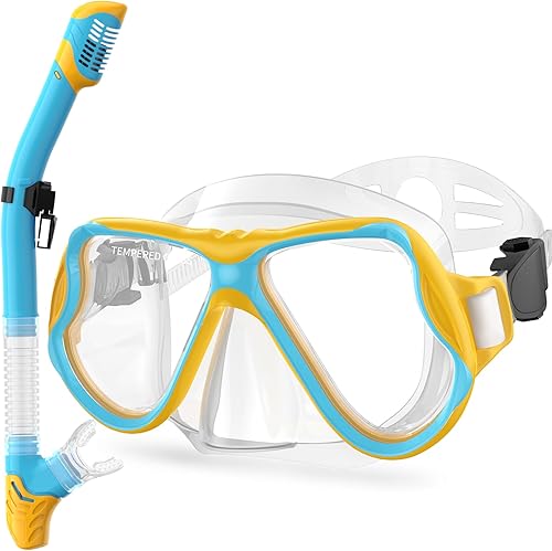 Miniatura 16 de Greatever Snorkeling Gear for Kids, Dry Snorkel Set Panoramic View Snorkel Mask, Anti-Fog Scuba Diving Mask for Kids Youth Age 6-14, Unisex Swimming