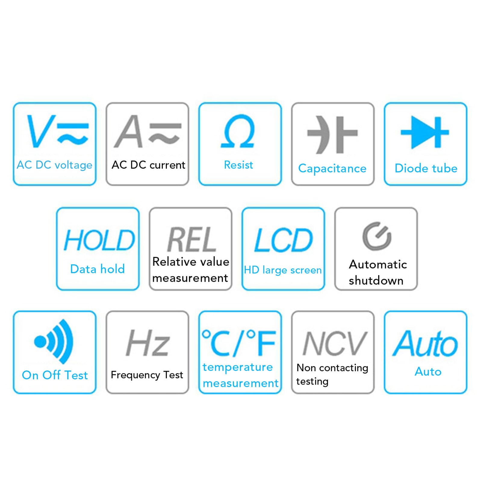 Generic Multímetro Digital, Multímetro de Rango Automático de 9999 Cuentas, Medidor Multifunción con Pantalla Retroiluminada con Retención de Datos, Linterna NCV, Ideal para Reparación,