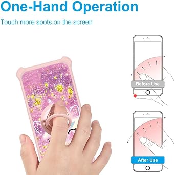 jioeuinly Case Compatible for Nothing Phone 2a Phone Case Cover [with Tempered Glass Screen Protector][Hard PC + Soft Silicone][Ring Support] [Gold Glitter+Luminous] JSF-DJS