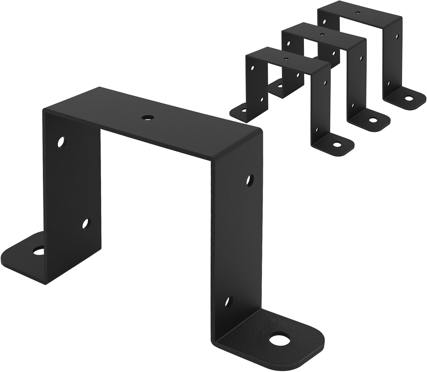 4pcs Strap Post Ties Brackets, Square Tube Strap Clamp,U-Shaped Pipe Clamp Bracket, Black Square Tube Buckle for 4x4 Deck Fence Post Tie Bracket