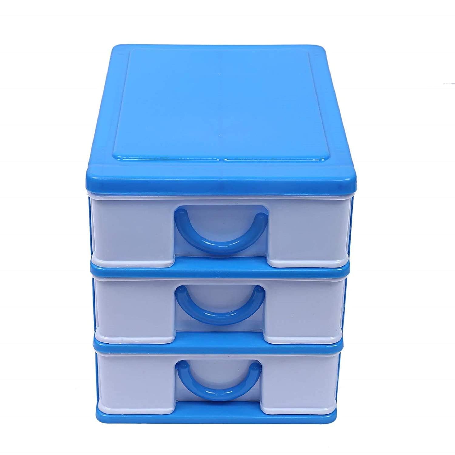 Urbane Home Plastic Three Layer Drawer Storage Cabinet Box (Blue ...