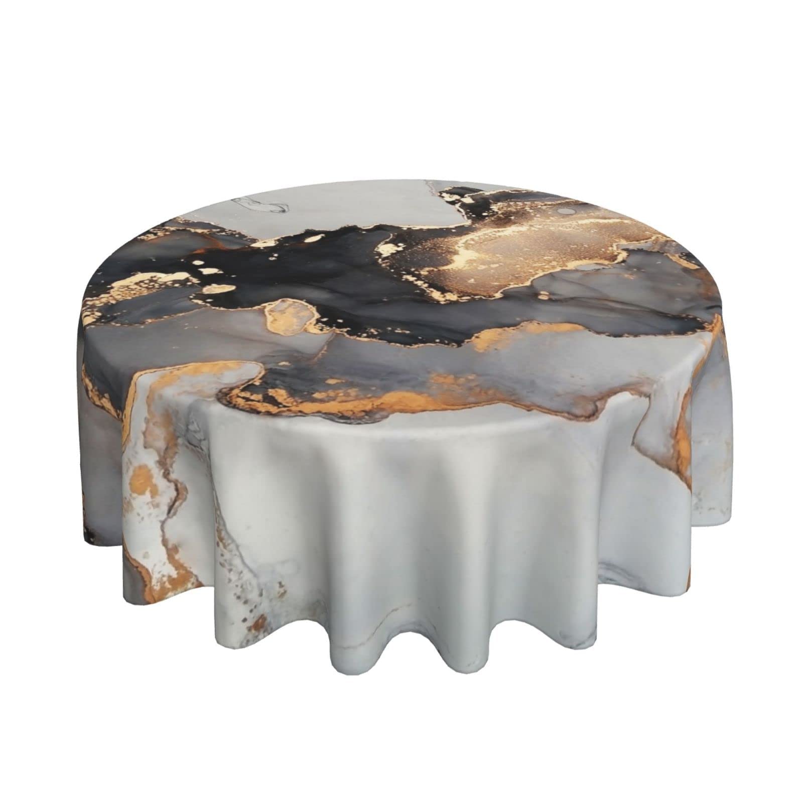 Kawani Black Gold Marble Tablecloth Round 60 Inch Abstract Table |  Desertcart Seychelles, image size:1600x1600
