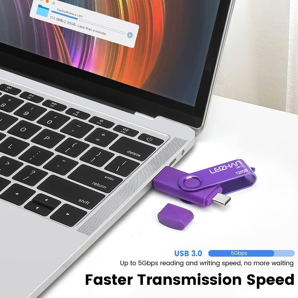 Leizhan 128GB Flash Drive 3 in 1 Type-C/Micro/USB 3.0 OTG Flash Drive High Speed Memory Stick Thumb Drive Compatible with Samsung Galaxy,Hua Wei,LG,Google Pixel, More Android Smartphone, Tablet, PC