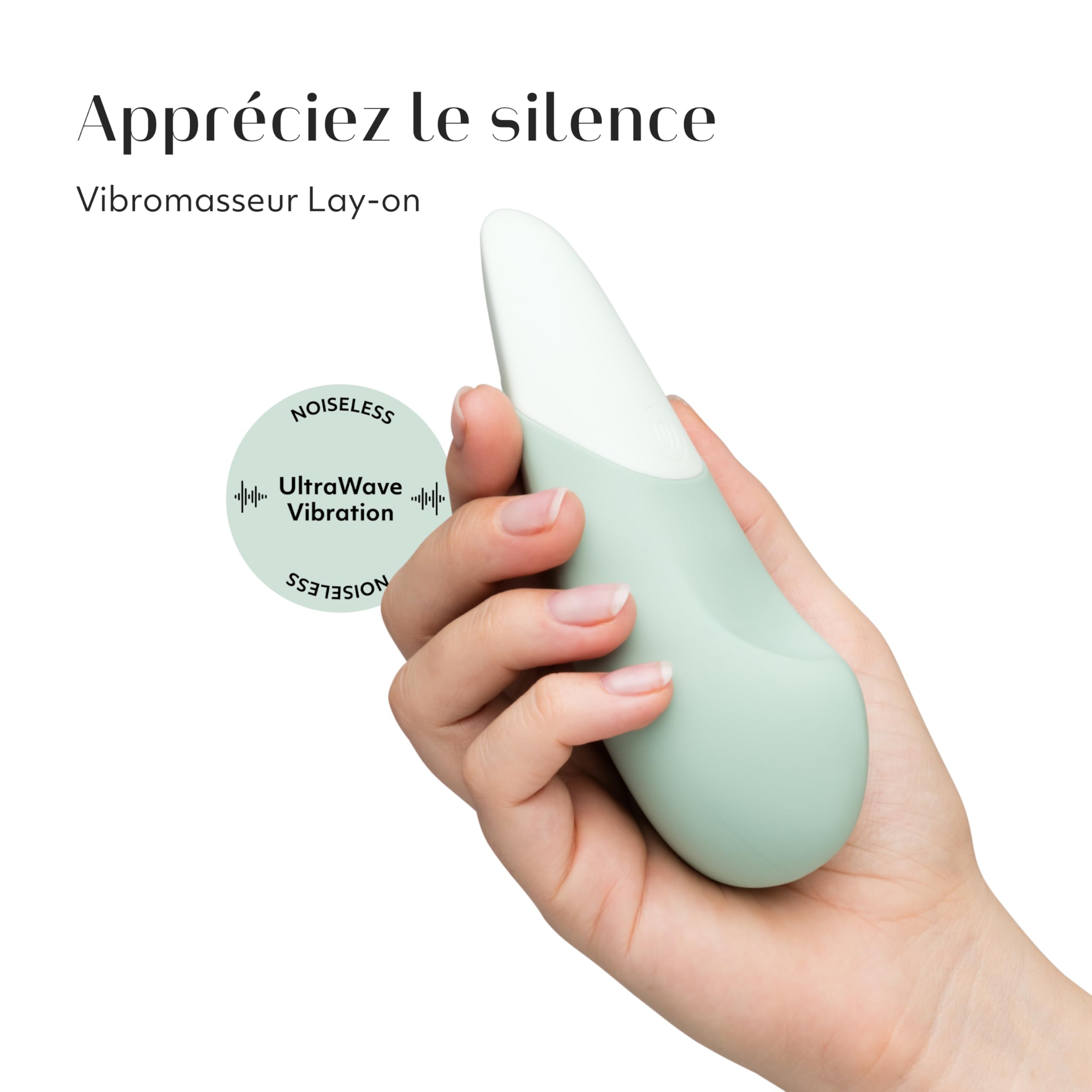 Womanizer Vibe Vibromasseur lay-on pour stimulation clitoridienne | Sextoy vibrant 10 niveaux d’intensité | Vibro clitoris discrete pour femmes | Étanche | Rechargeable | Sauge