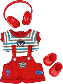 Overalls Dolls Clothes for Doll 15-17cm, Casual Doll Outfits Clothing - Red