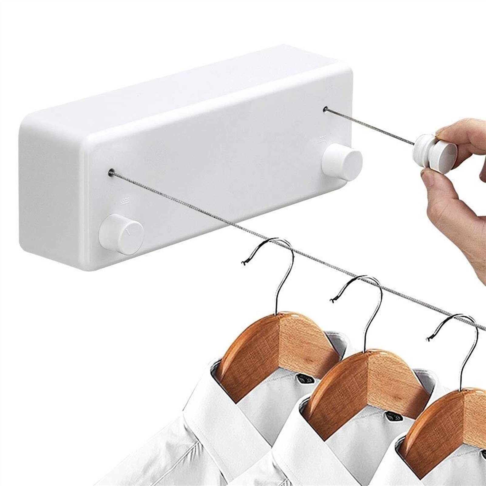 Suszarka do ubrań Ze stali nierdzewnej Odzieżowa Suszarka Wewnątrz Chowany Clothingline Liny Teleskopowe Sznurka Wieszaki do prania Suszenie Składany stojak do suszenia (Color : 2 Rope-Black)