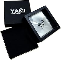 Vista 7 de YAMI Aretes de perlas negras, grises y blancas, perlas cultivadas reales, aretes de plata de ley 925 chapados en oro de 18 quilates, regalos
