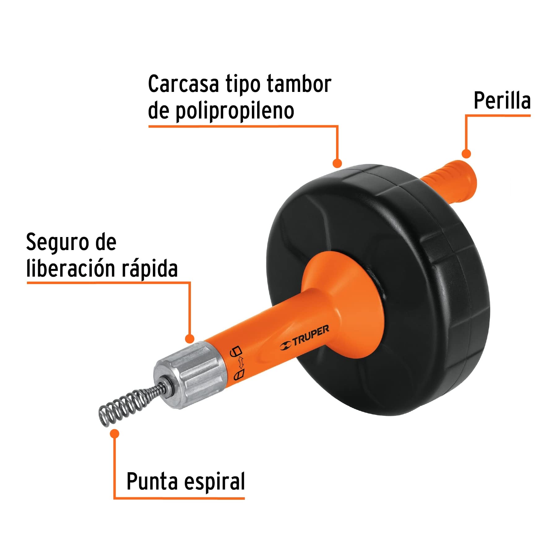 Espiral Limpiadora De Tuberías 14m X 22mm - Acero Al Manganeso, Para Diámetros De 30 A 200 Mm | Compatible Con Máquinas De Desatascar