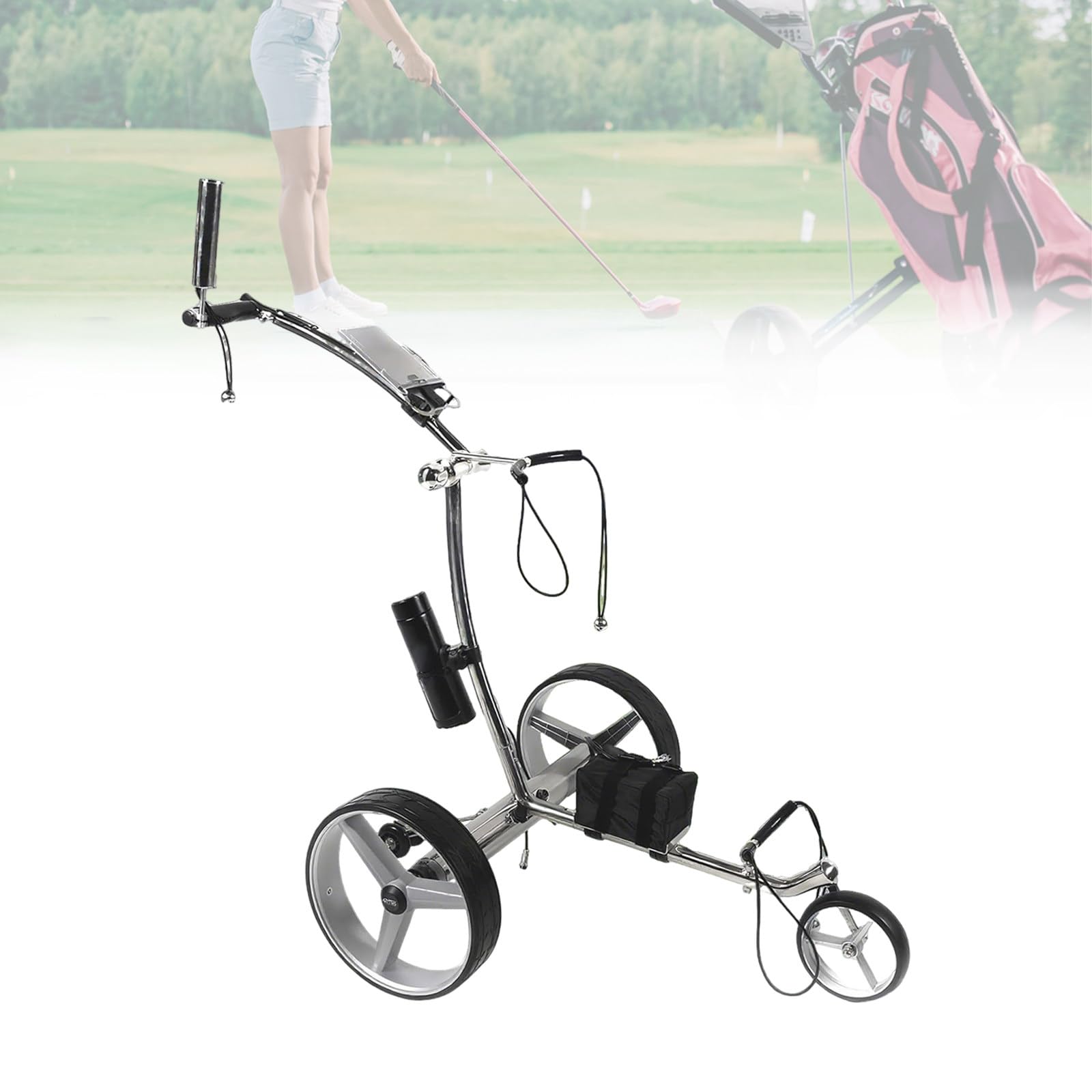 Carrito Eléctrico para Bolsa de Golf, Autonomía 20km, Mando, 3 Ruedas, Plegable y Manejable - La Solución para Golf Sin Fatiga