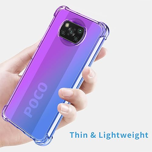 Miniatura 5 de OEURVQO Funda para Poco X3 NFC, Poco X3 Pro Poco X3, transparente, lindo, degradado, colorido, delgado, suave, TPU, a prueba de golpes,