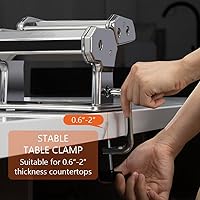 Vista 7 de Máquina para hacer pasta, 150 unidades, máquina manual de pasta con rodillo y cortador, ajustable, 9 de grosor y 2 de ancho, para espaguetis