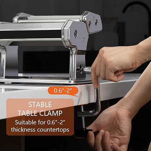 Miniatura 7 de Máquina para hacer pasta, 150 unidades, máquina manual de pasta con rodillo y cortador, ajustable, 9 de grosor y 2 de ancho, para espaguetis,