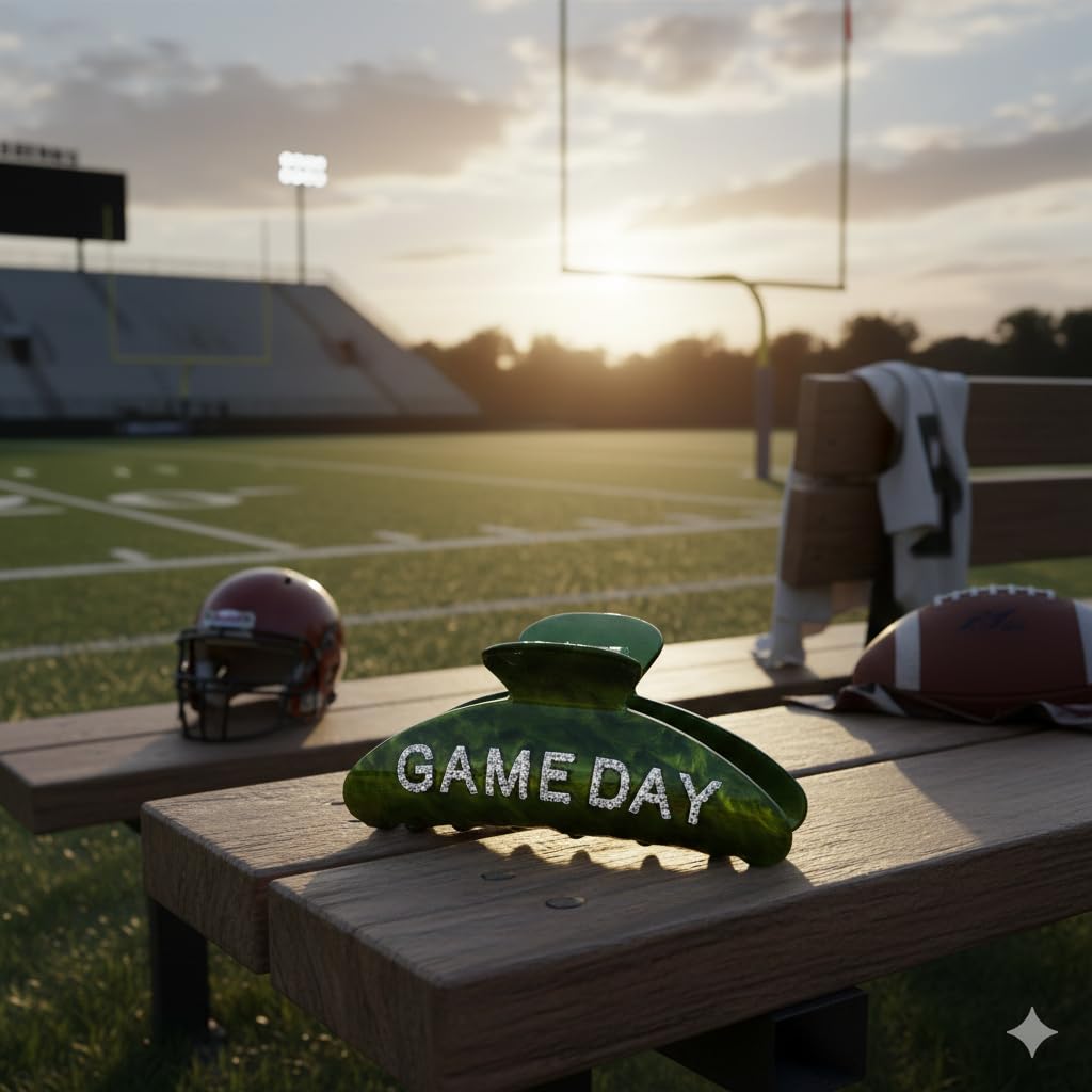 LILIE&WHITE Game Day Hair Clips for Women Trendy Green White Football Team Hair Claw Clips Chic Sport Football Mom Accessories - Image 6