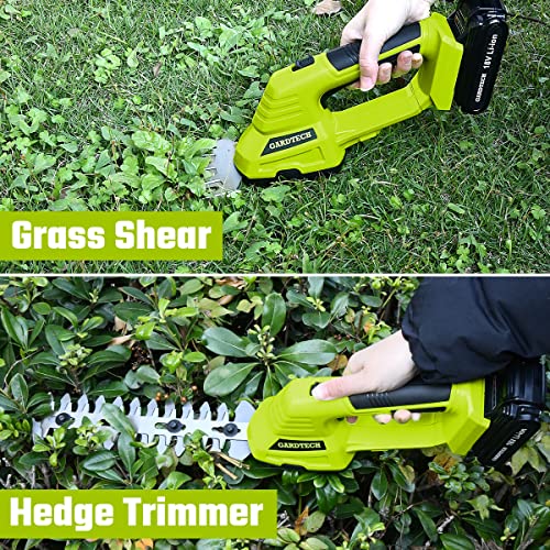Cordless Grass Shear + Pole Hedge Trimmer With 60Inch Extension Pole, Gardtech 2-In-1 Battery Powered Handheld Shrubber Trimmer - With Battery Case & Quick Charger #TOP6