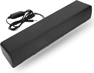PC Soundbar, Portable USB Wired Stereo Speaker 3.5mm Input Music Player Lossless Bass Surround Sound Box for Desktop Laptop,TV, MP3, MP4, Computer Speaker(Black)