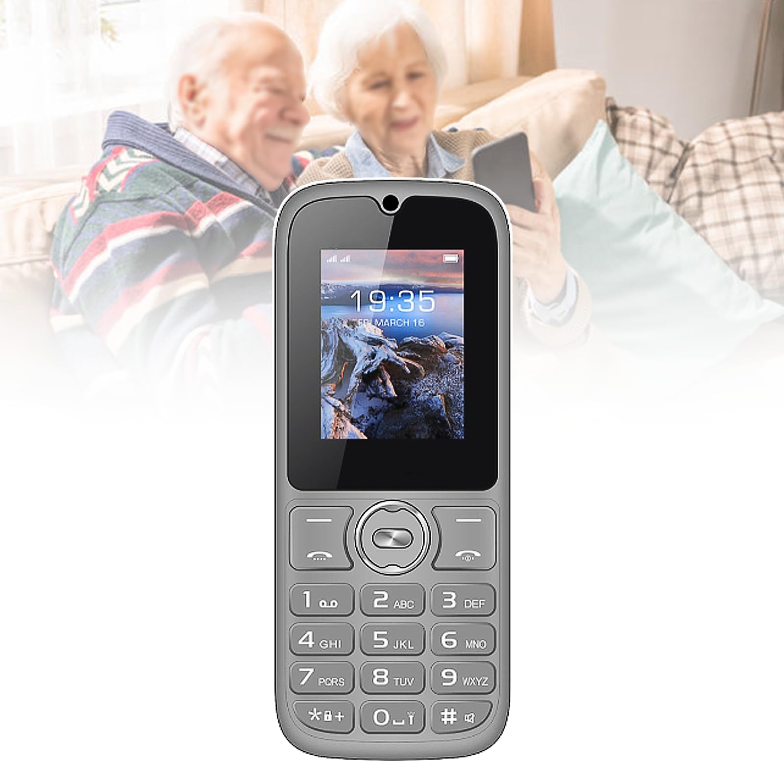 Podstawowy telefon komórkowy dla osób starszych, telefon komórkowy 2G z dużym przyciskiem, odblokowany, standard sygnału GSM, obsługa kart dual SIM + SD,Grey