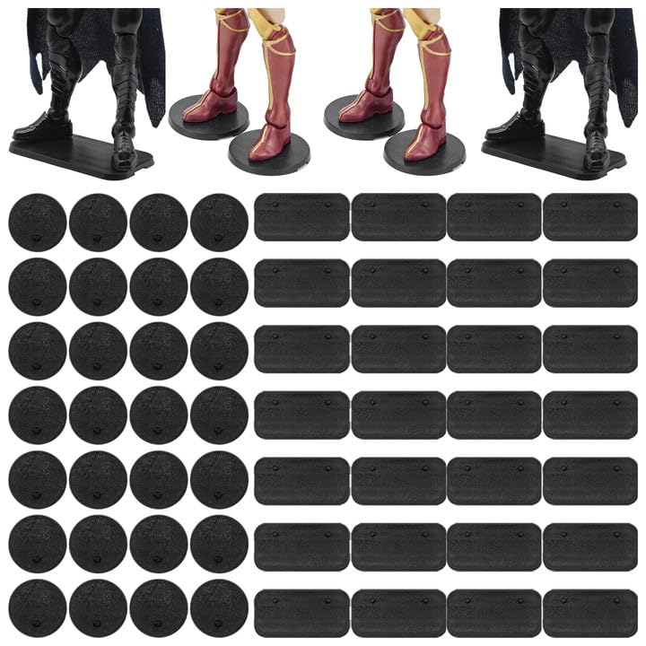Image of 56PCS Action Figure Stand Bases, Assembly Display Holder Accessories, Fit for Most 6inch Mavel Legends Series /Gi Jeo Classified Series /D C /Mo tu Figures, Black / Mix Square & Round Shape
