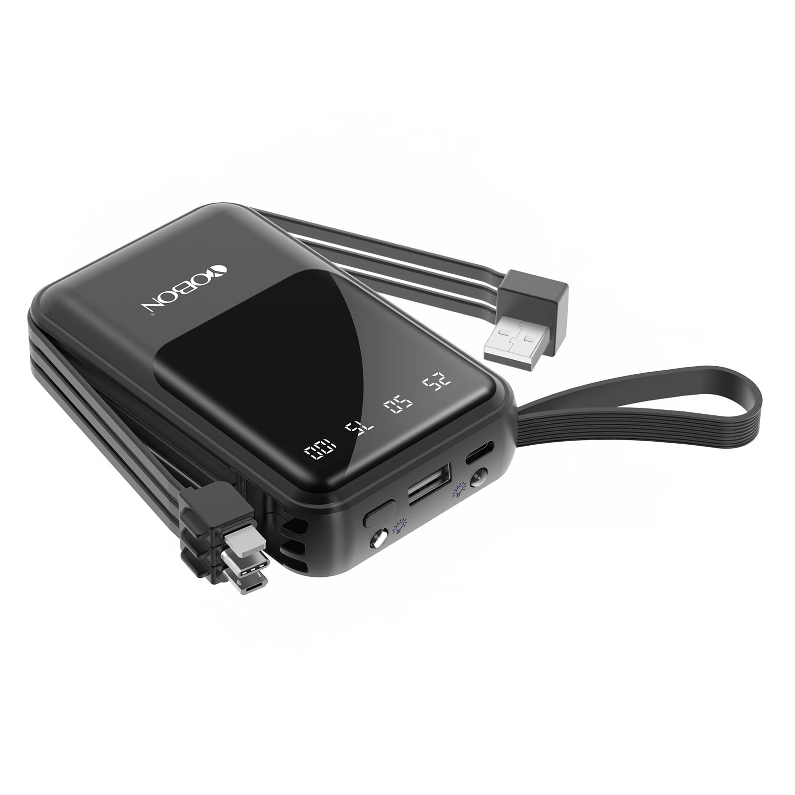 Portable Phone Charger 10000mAh Quick Charge 3.0 USB Power Bank LED Dispaly Fast Charging External Battery Pack Compatible with Google LG Android Samsung Galaxy Nintendo Switch (Black)