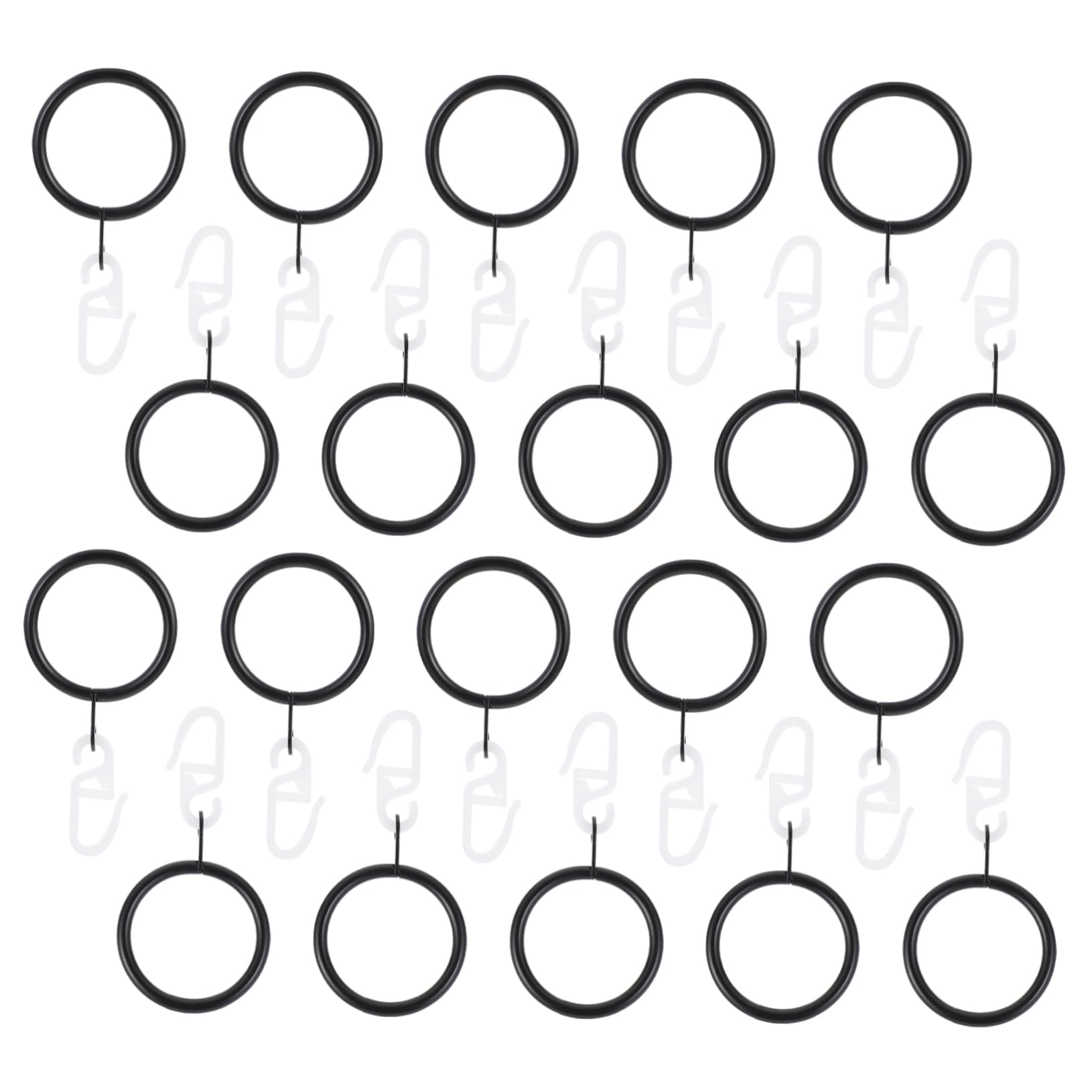 OHPHCALL 20pcs Curtain Hanging Rings with Pom Hooks Household Roman Rod Rings for Shower and Window Curtains Easy to Use Clips