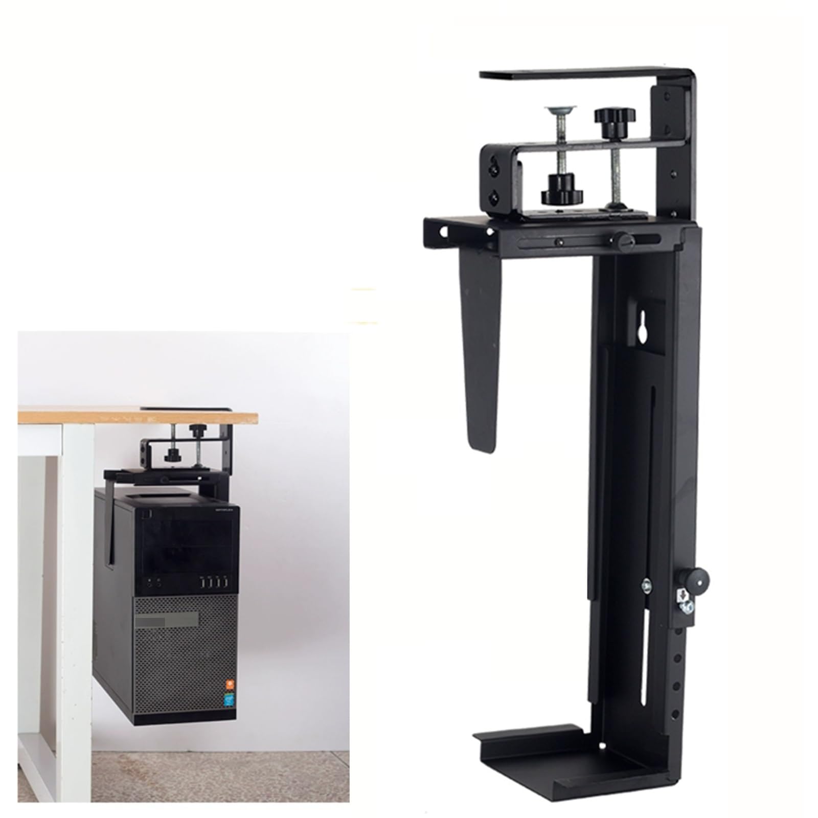 Supporto Universale per Computer, Altezza Regolabile da 33 A 51 Cm, Accessori in Metallo, Supporti Versatili da Fissare sotto La Scrivania o alla Parete