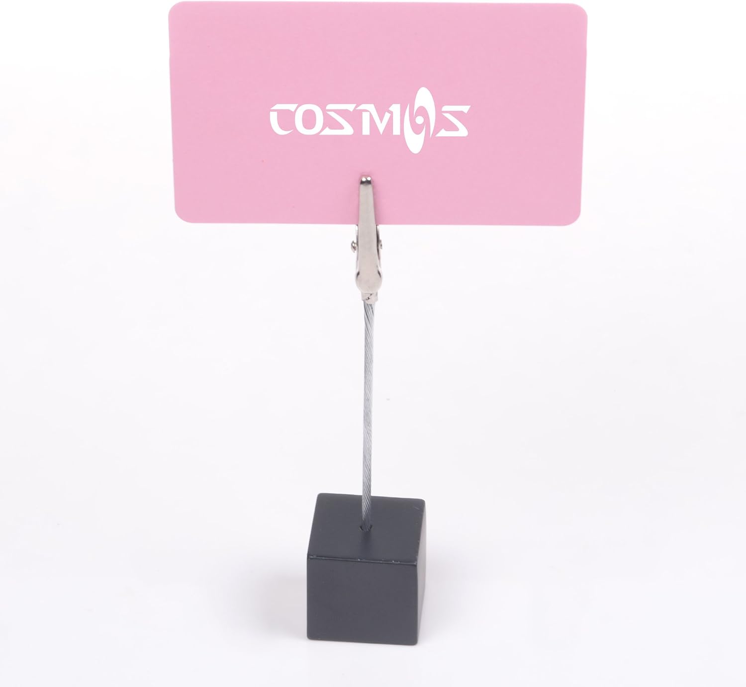 Cosmos 5 Pcs Cube Base Memo Clips Holder with Alligator Clip Clasp for Displaying Number Cards Name Cards Photos (Black) image 3