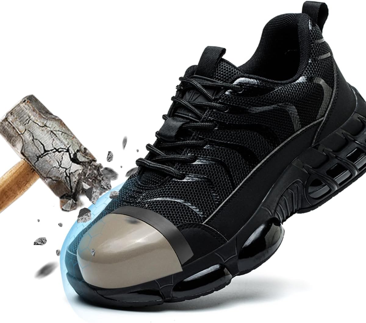 Steel Toe Shoes for Men Women Lightweight Safety Sneakers Composite Toe Work Shoes Puncture Proof Industrial Construction Shoes Black - Image 4