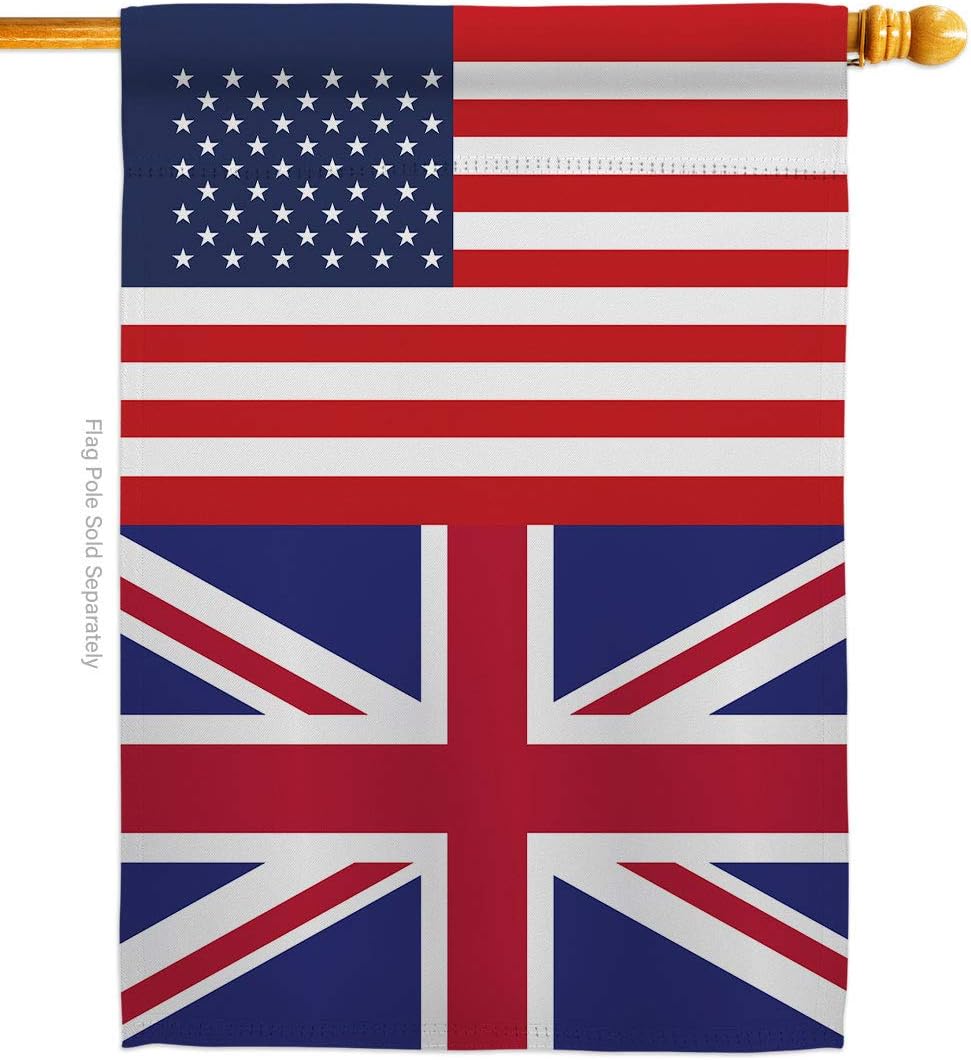 Americana Home & Garden United Kingdom US Friendship House Flag Regional American Alliance World Country Particular Area Decoration Banner Small Garden Yard Gift Double-Sided, Made in USA