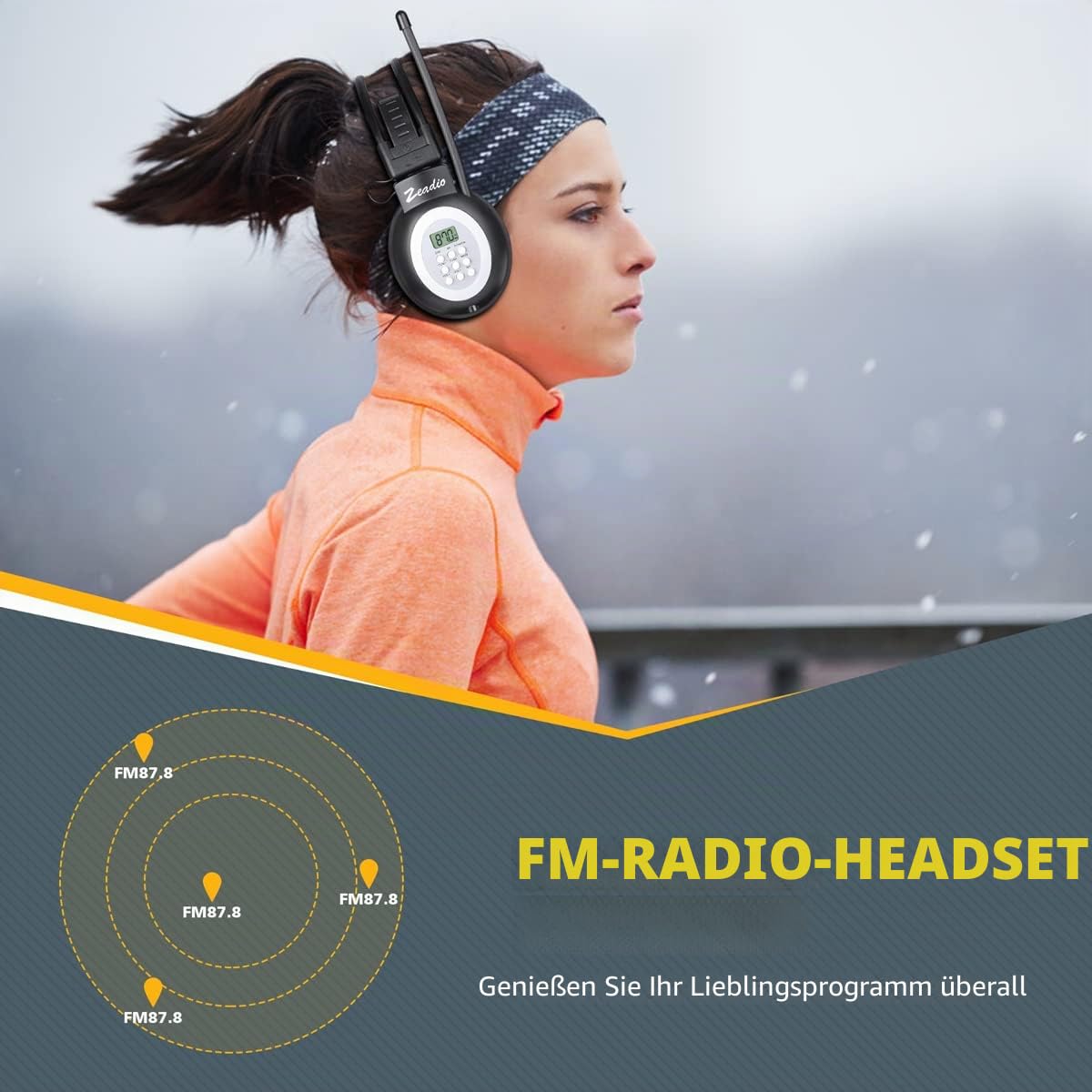 Zeadio Radio-Kopfhörer, FM-Stereo-Headset-Radioempfänger, batteriebetrieben, für Schulversammlungen usw