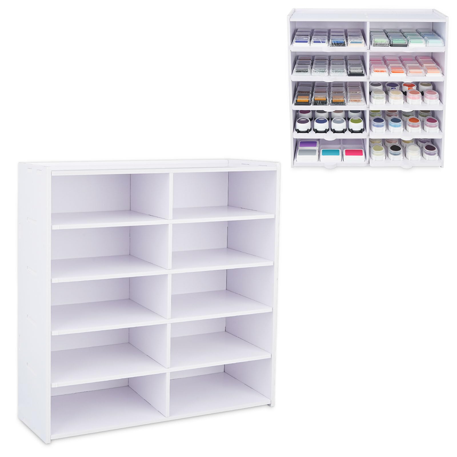 SANFURNEY 10 Slots Ink Pad Trays Organizer Rack
