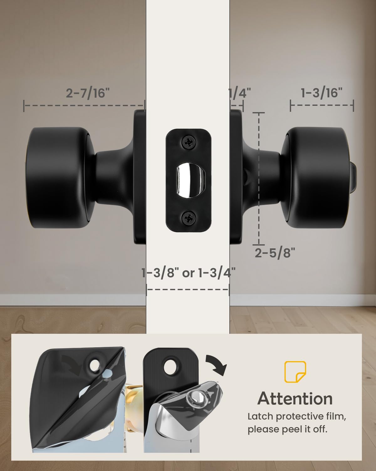 Black Door Knobs with Lock - 10 Pack -5
