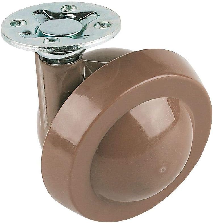 Hardware Solutions - Heavy Plate Fix Castor Wheels - Pack 4-30 Kg Load Capacity - Brown and Zinc Plated finish - 50mm
