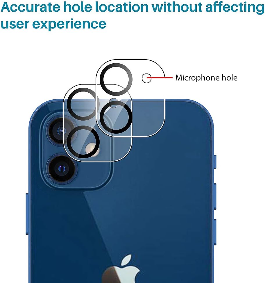 2 Pack LϟK Camera Lens Screen Protector Compatible for iPhone 12 Mini 5G 5.4 inch - Not for iPhone 12, HD Clear Camera Tempered Glass Protector-Black