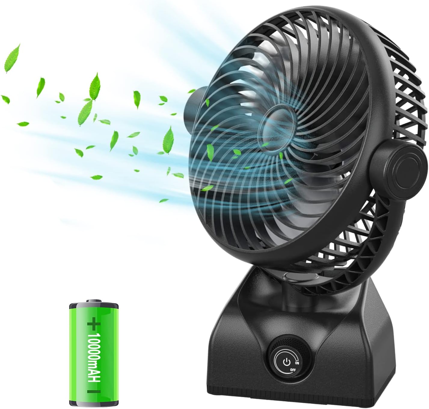 Neteast Desk Fan Oscillating Fan, 10000mAh Rechargeable