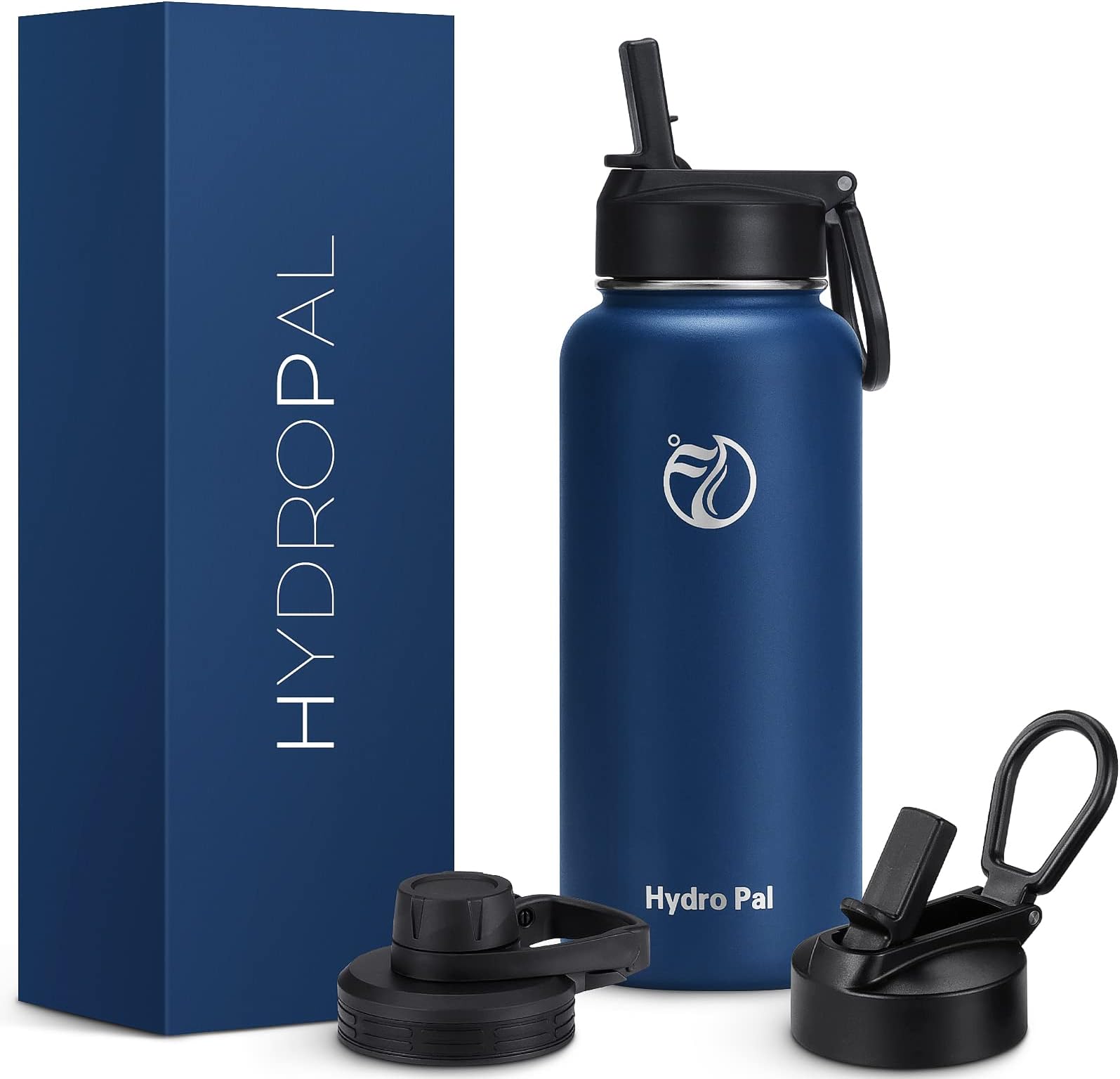HydroPal Vacuum Insulated Stainless Steel Water Bottle, 1.9L/1.2L/1L/750ml/500ml- 2 Lids (Straw Lid and Spout Lid), 2 Straws Water Bottle for 12 Hours Hot & 24 Hours Cold, Great for Work, Travel