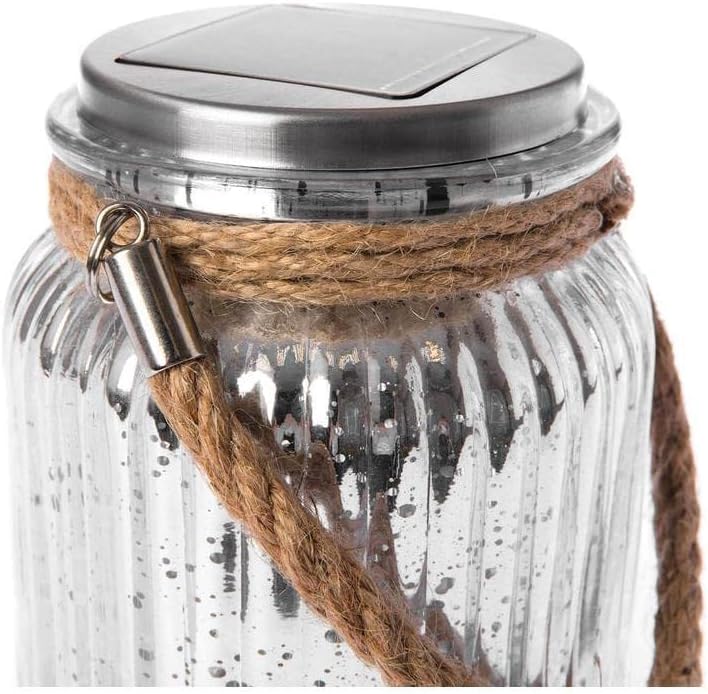 Home Zone Hanging Solar Lights - Decorative Rotating LED Mercury Glass Lanterns, 2-PK, Silver, ELM0657V