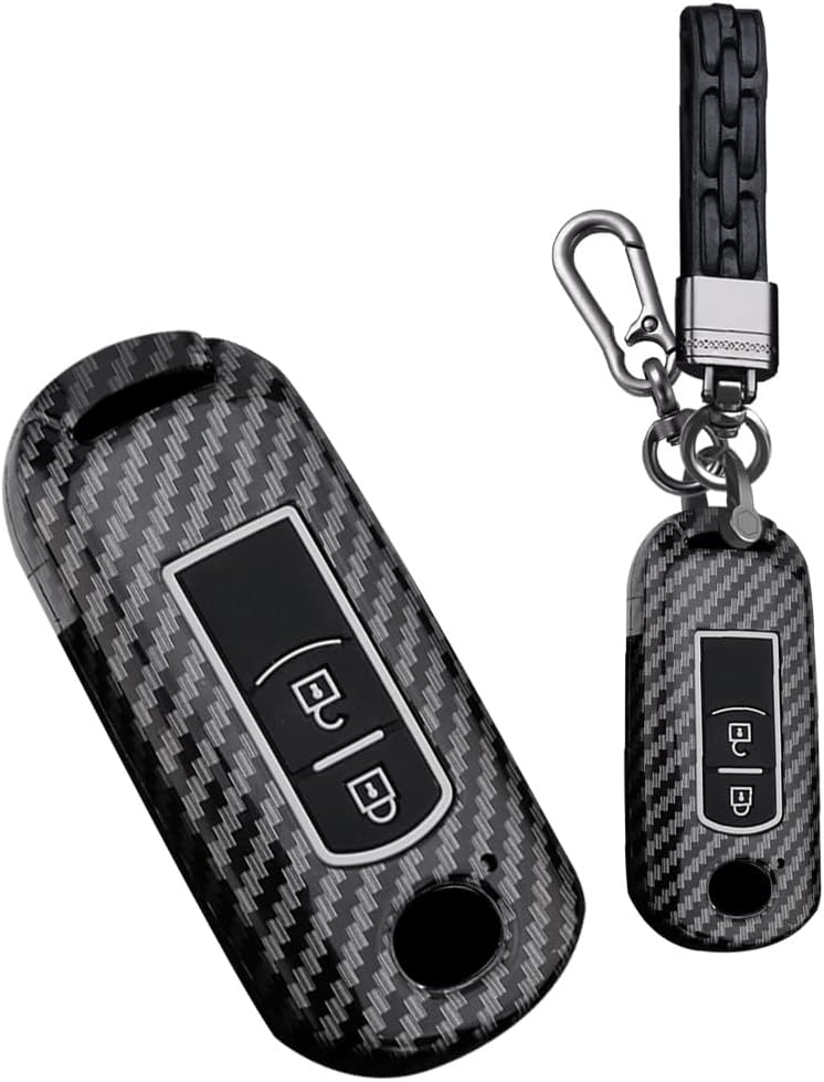 HIBEYO 2 Button Key Fob Cover for Mazda CX-5 CX5 Atenza CX-7 CX7 CX-9 CX9 MX5 Accessories Smart Key Case ABS+TPU Key Shell Cover with Keychain-Black Black