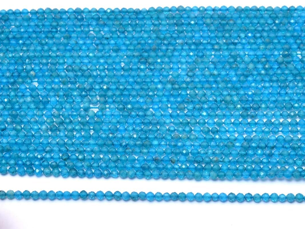 Naturalny neonowy apatyt, kamień szlachetny, 3 mm-3,5 mm, mikrofasetowane koraliki rondelle, sznurek 33 cm, niebieski apatyt, półszlachetny kamień szlachetny, luźne koraliki do biżuterii B-1-156