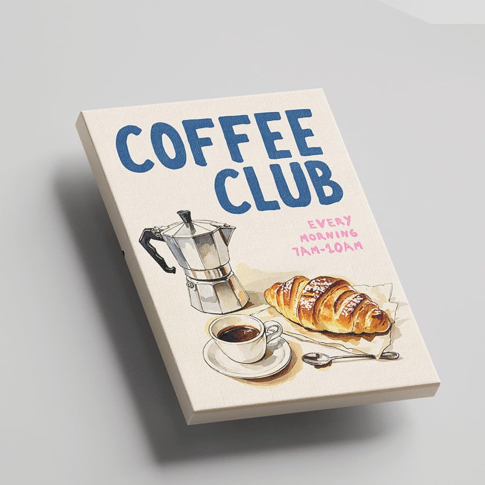 Trendige Küchen-Wandkunst, Mokkakanne, Kaffee, Pasta-Liebhaber, Wein, Käse, Retro-Lebensmitteldrucke, Kaffee-Poster für Esszimmer, Bar, Café, Dekor (SKU1, 40 x 50 cm, gerahmt (verpackte Leinwand)