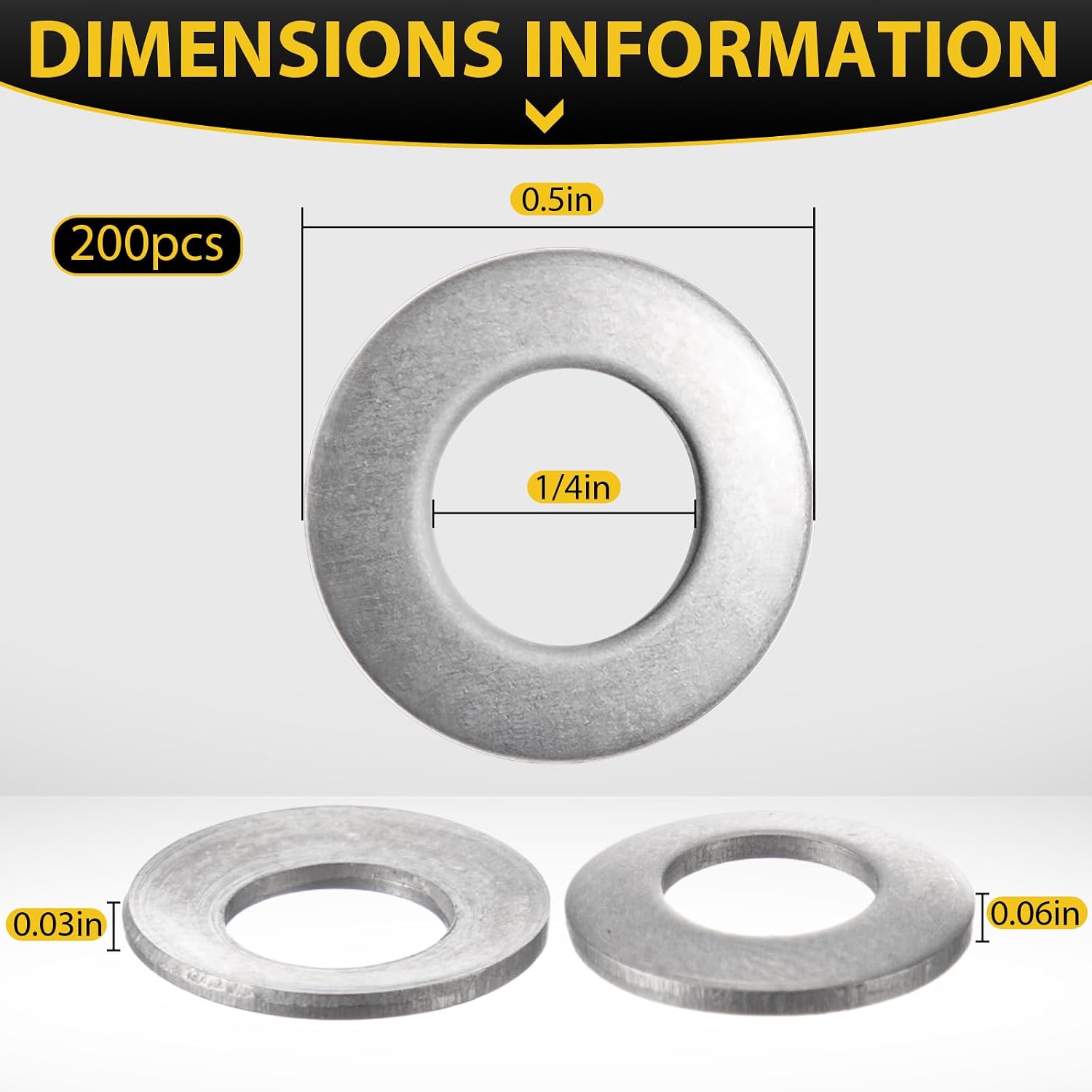 200 Pack 1/4" Belleville Washers Bulk Conical Disc Spring Cup Washers 18-8 Stainless Steel