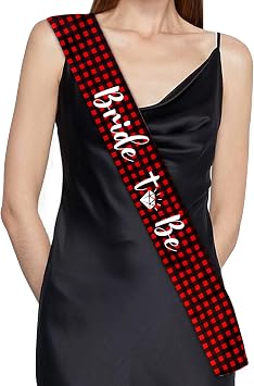 Cheereveal Flannel Fling Bride to Be Sash Bachelorette Party Decorations, Buffalo Check Plaid Flannel & Fizz Party Supplies, Lets Get Toasted Bachelorette Decor